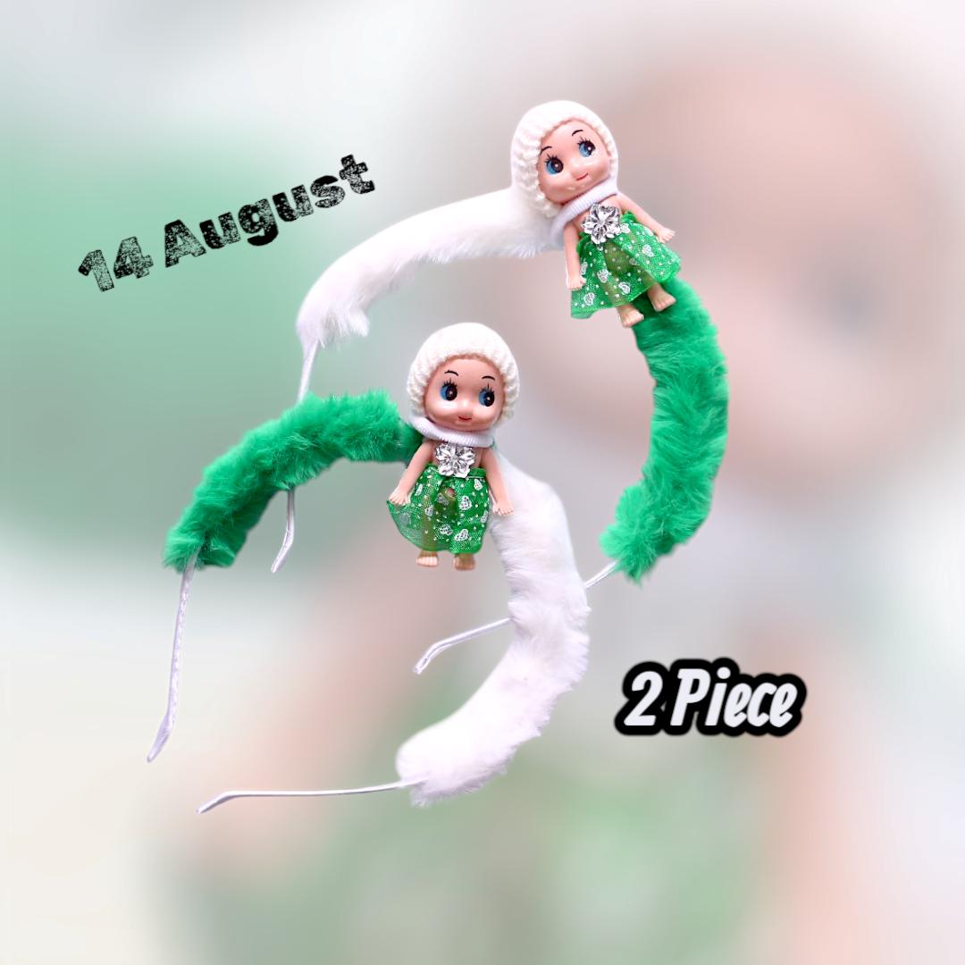 Green Printed Hair Bands for Girls Pack of 2
