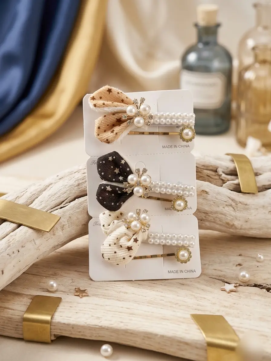 Girl's Printed Hair Pins 6 Pcs