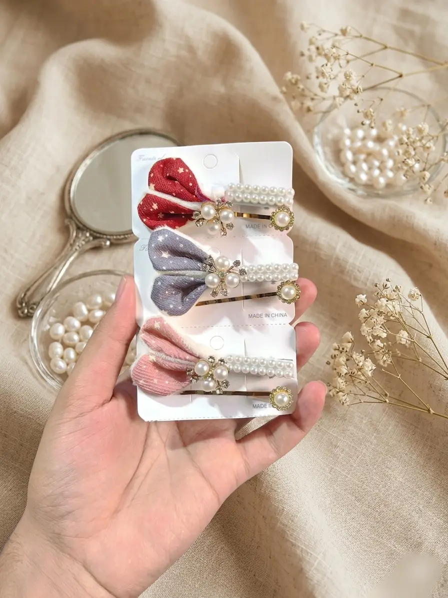 Girl's Printed Hair Pins 6 Pcs