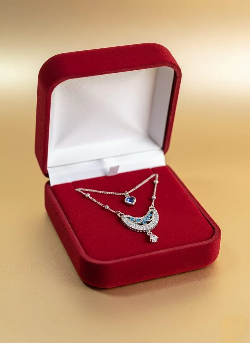 Funky Silver Crystal Pendant for Women Wedding Wear