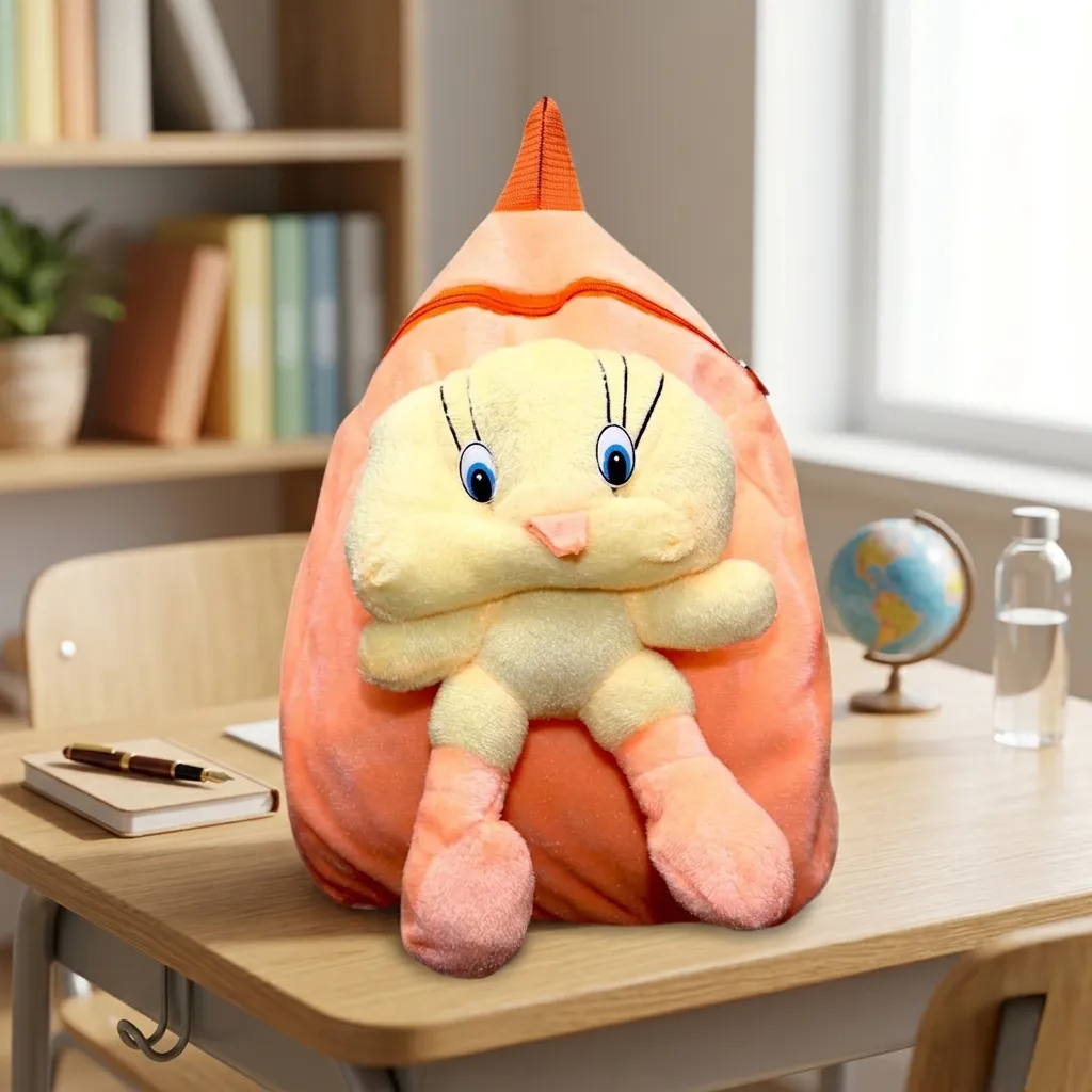 Orange Polyester School Backpack for Boys