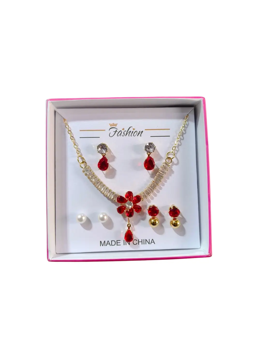 Funky Gold Plated Crystal Necklace Set