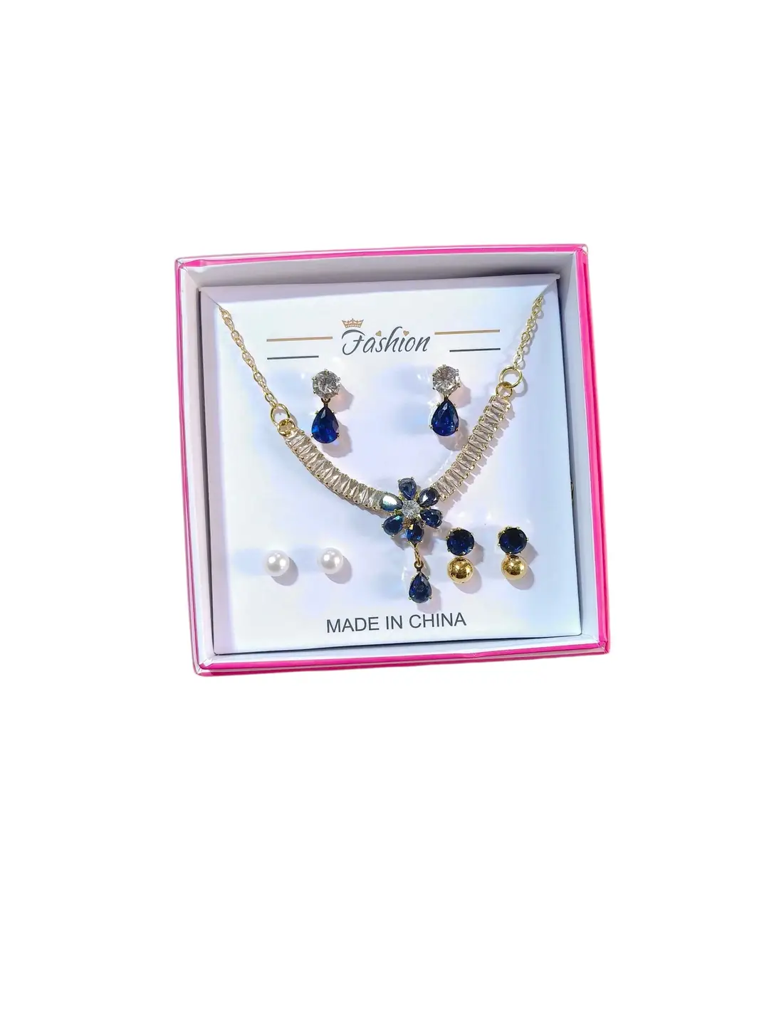 Funky Gold Plated Crystal Necklace Set
