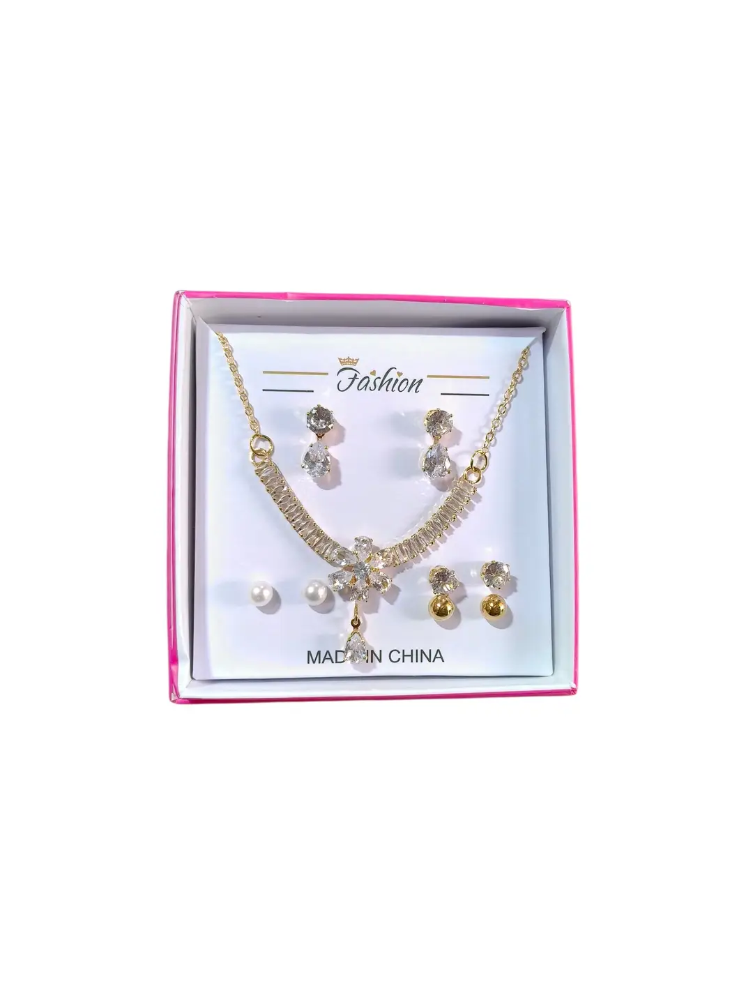 Funky Gold Plated Crystal Necklace Set