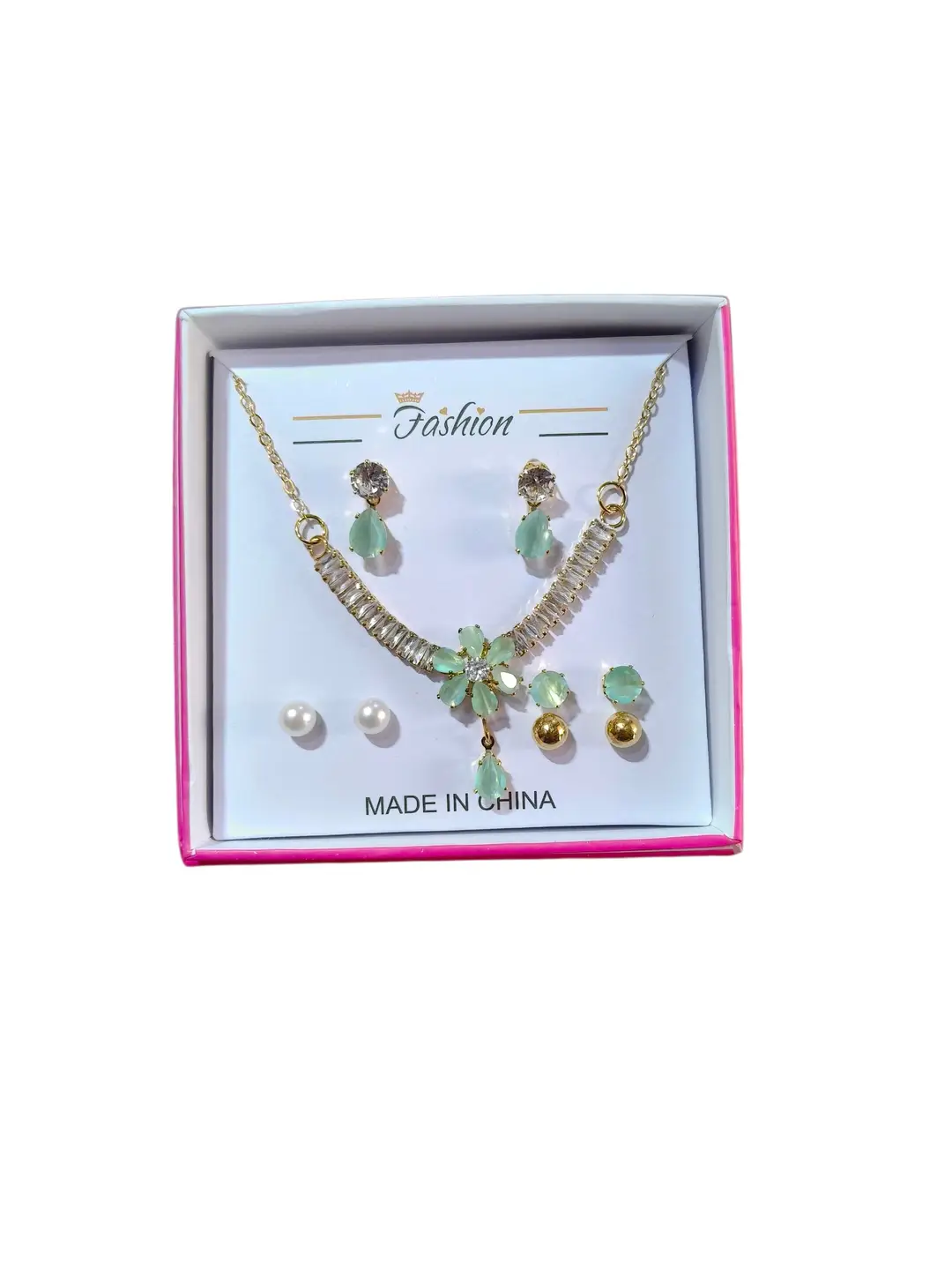 Funky Gold Plated Crystal Necklace Set