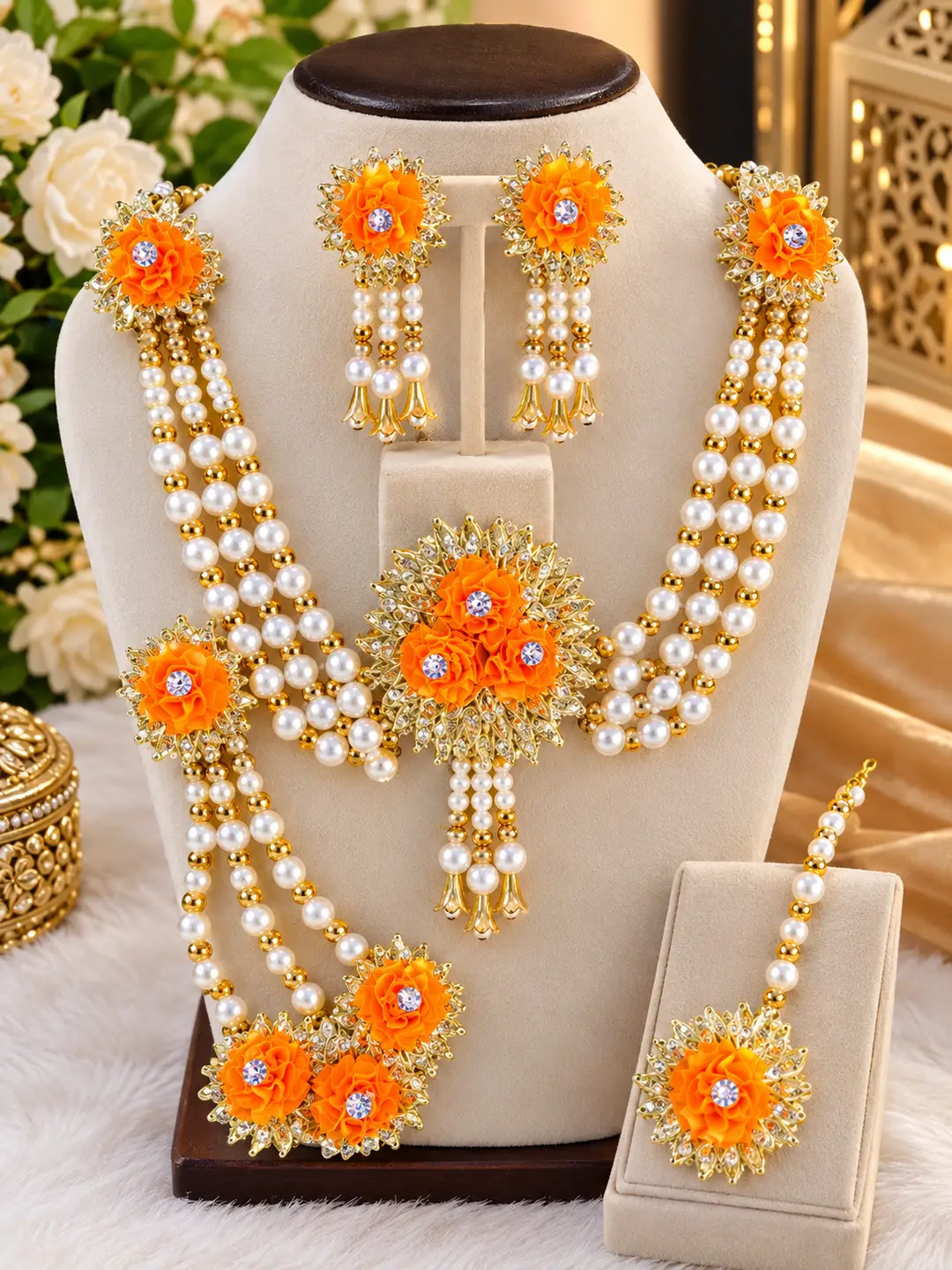 Bridal Mehndi Jewellery Set Necklace Earing Kara Bangles Set