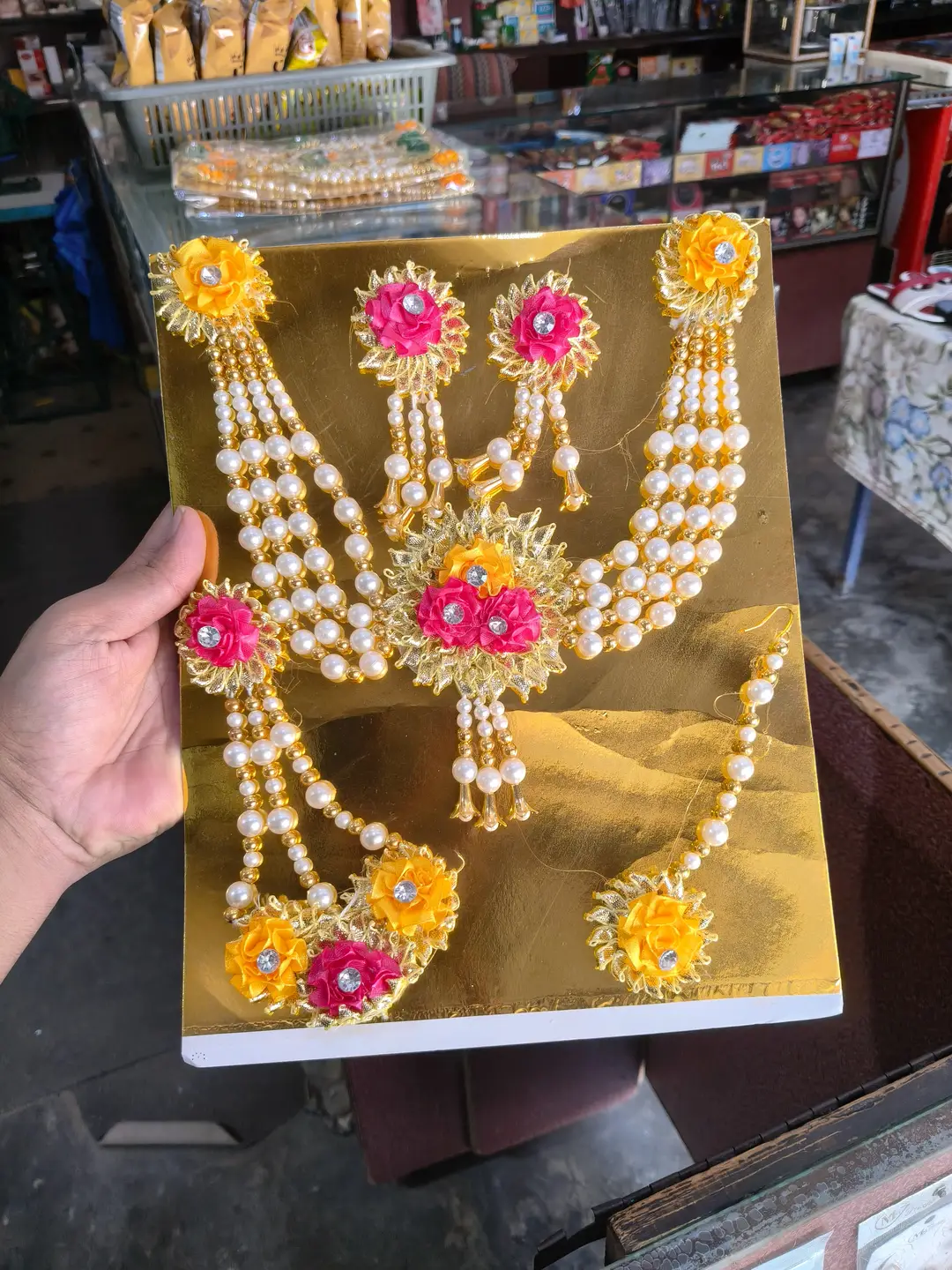 Bridal Mehndi Jewellery Set Necklace Earing Kara Bangles Set