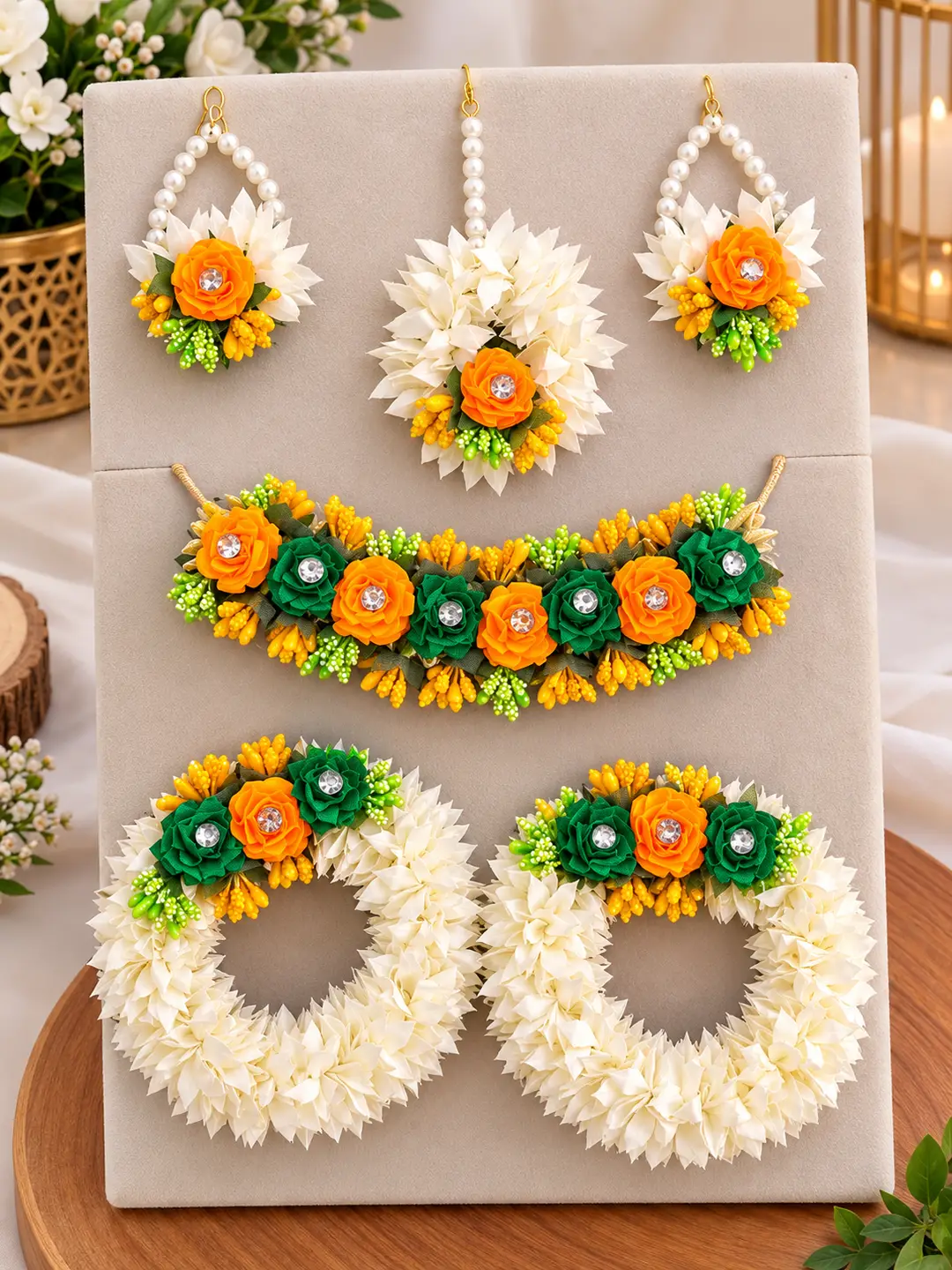 Bridal Mehndi Jewellery Set Necklace Earing Kara Bangles Set