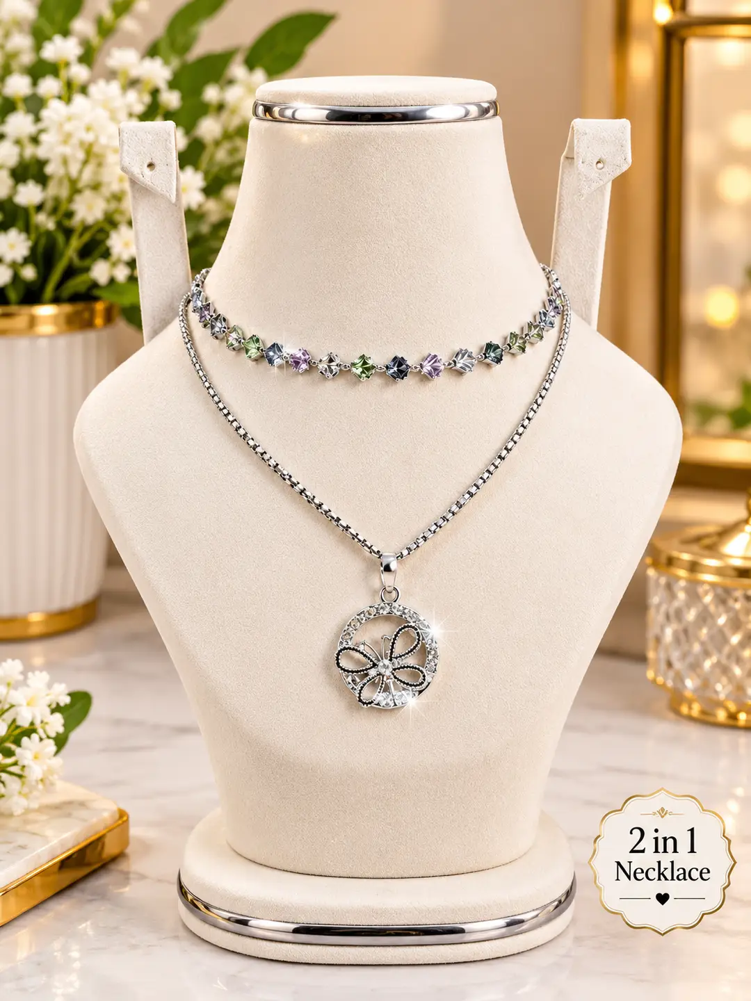 Premium Quality 2 Layered Chain Women And Girls Pendant Set