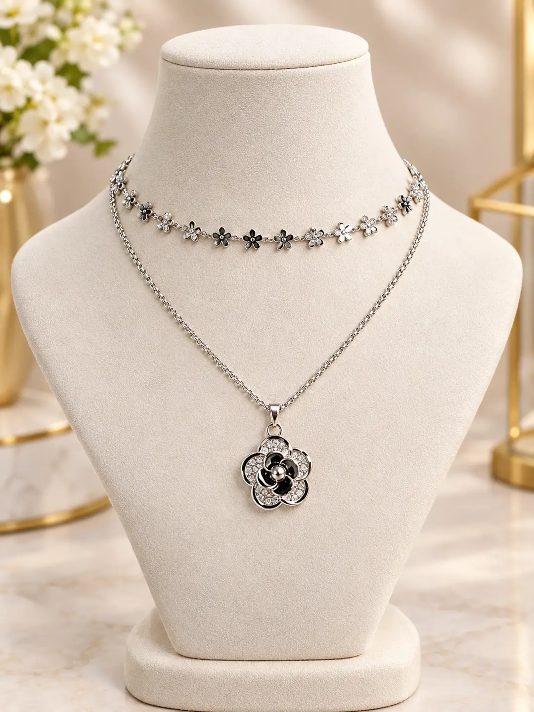 Premium Quality 2 Layered Chain Women And Girls Pendant Set