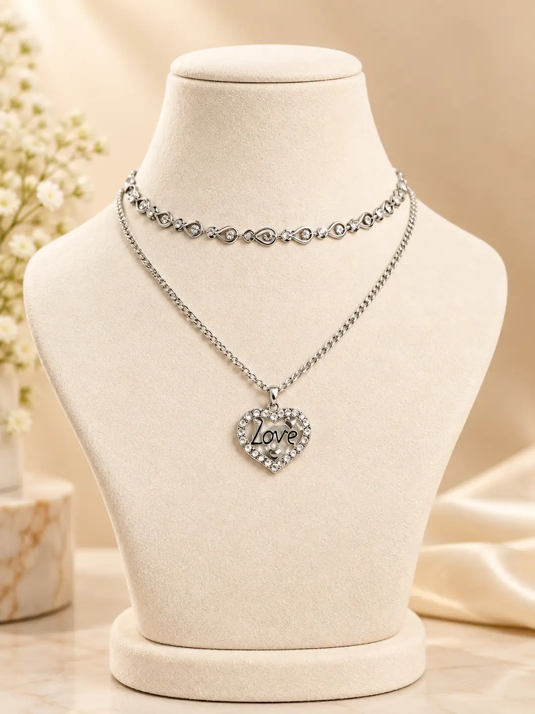 Premium Quality 2 Layered Chain Women And Girls Pendant Set
