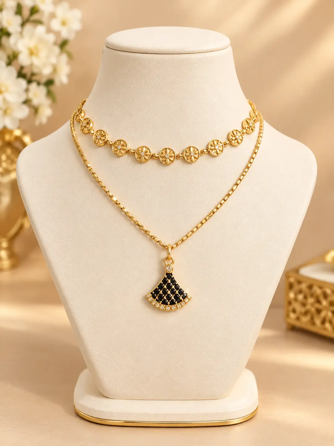 Premium Quality 2 Layered Chain Women And Girls Pendant Set