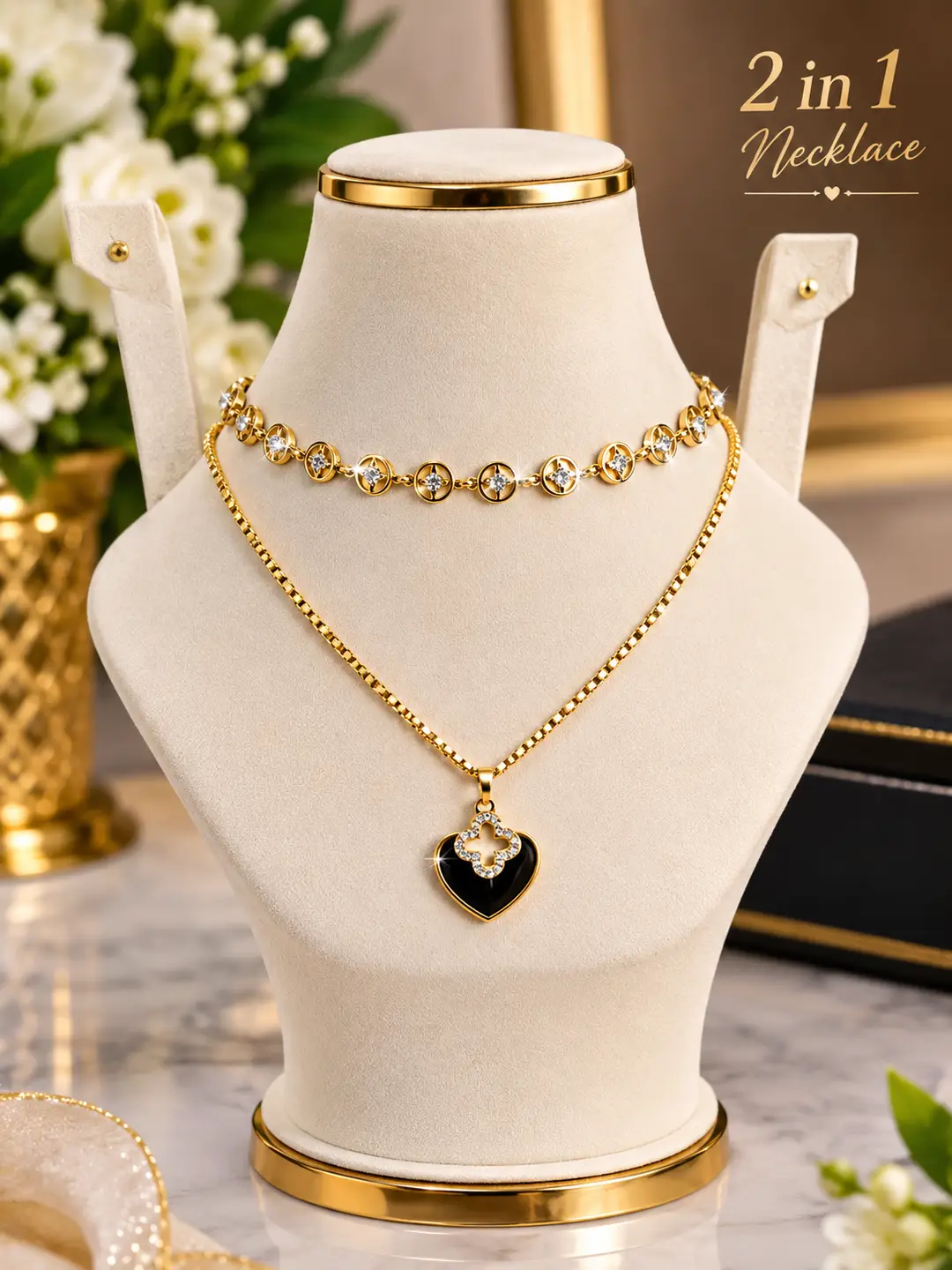 Premium Quality 2 Layered Chain Women And Girls Pendant Set