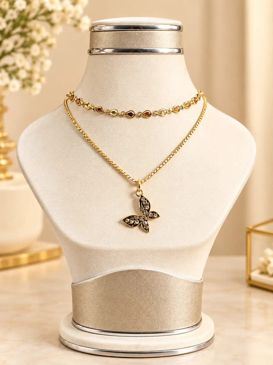 Premium Quality 2 Layered Chain Women And Girls Pendant Set