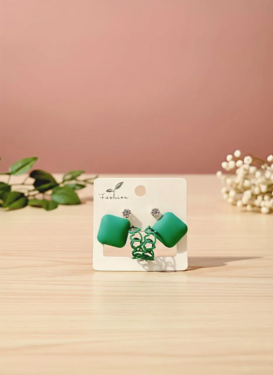 Green Crystal Earrings Set for Women