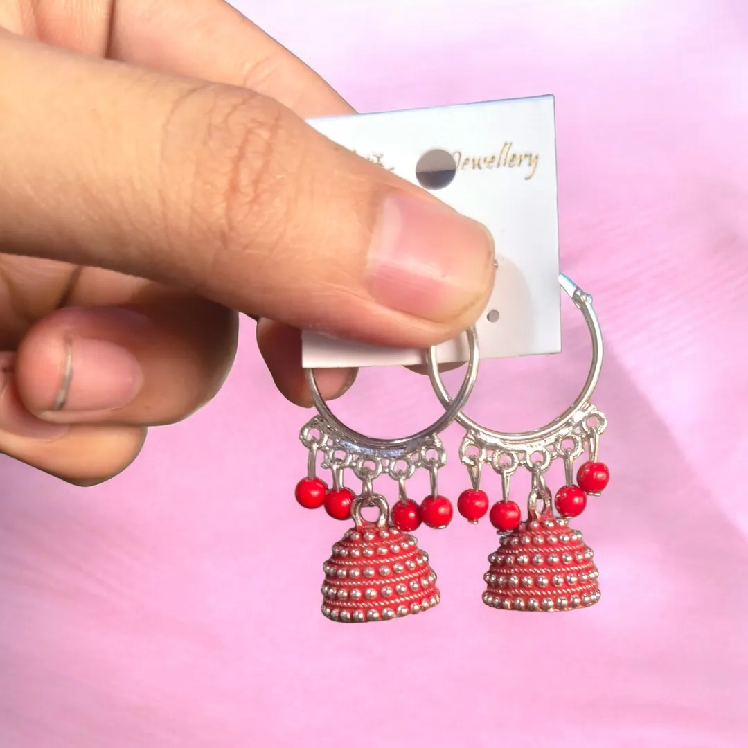 Silver Plated Funky Jhumka Earrings for Women