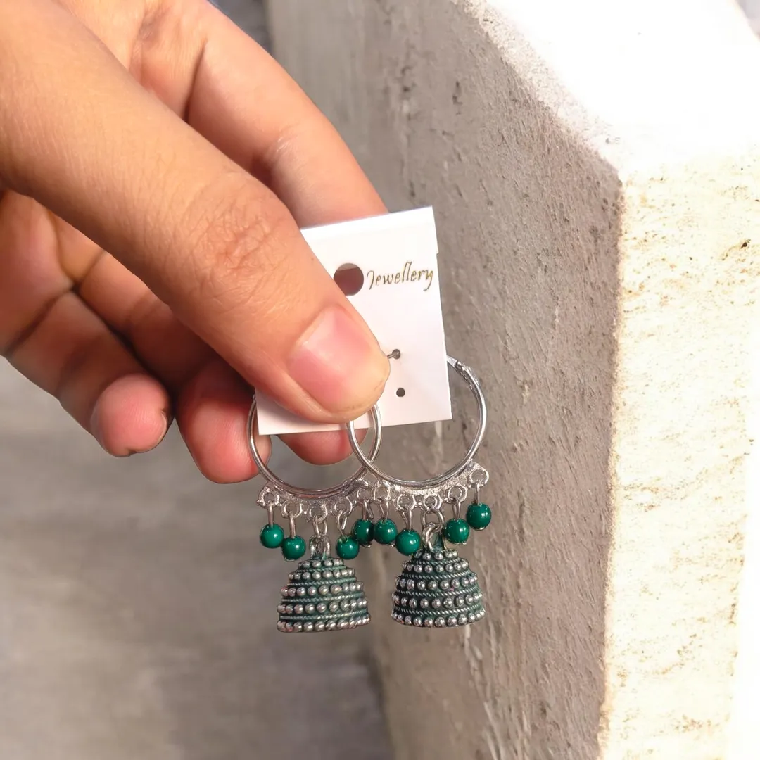 Silver Plated Funky Jhumka Earrings for Women 2 Pcs