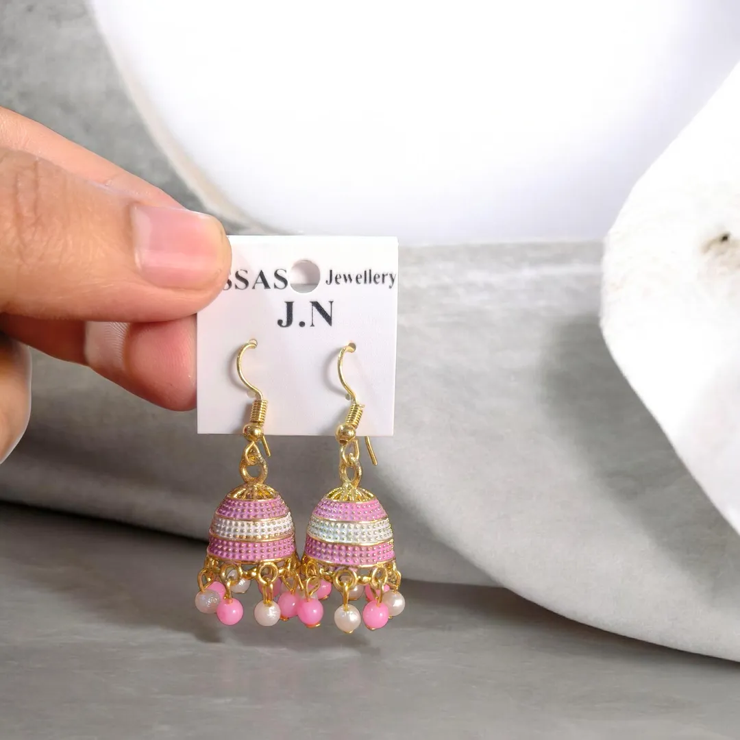 Women Funky Multicolor Crystal Jhumka Earrings Gold Plated