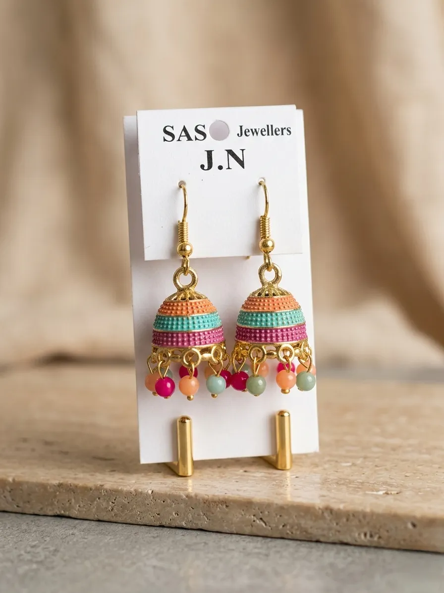 Multicolor Funky Jhumka Earrings for Women Gold Plated