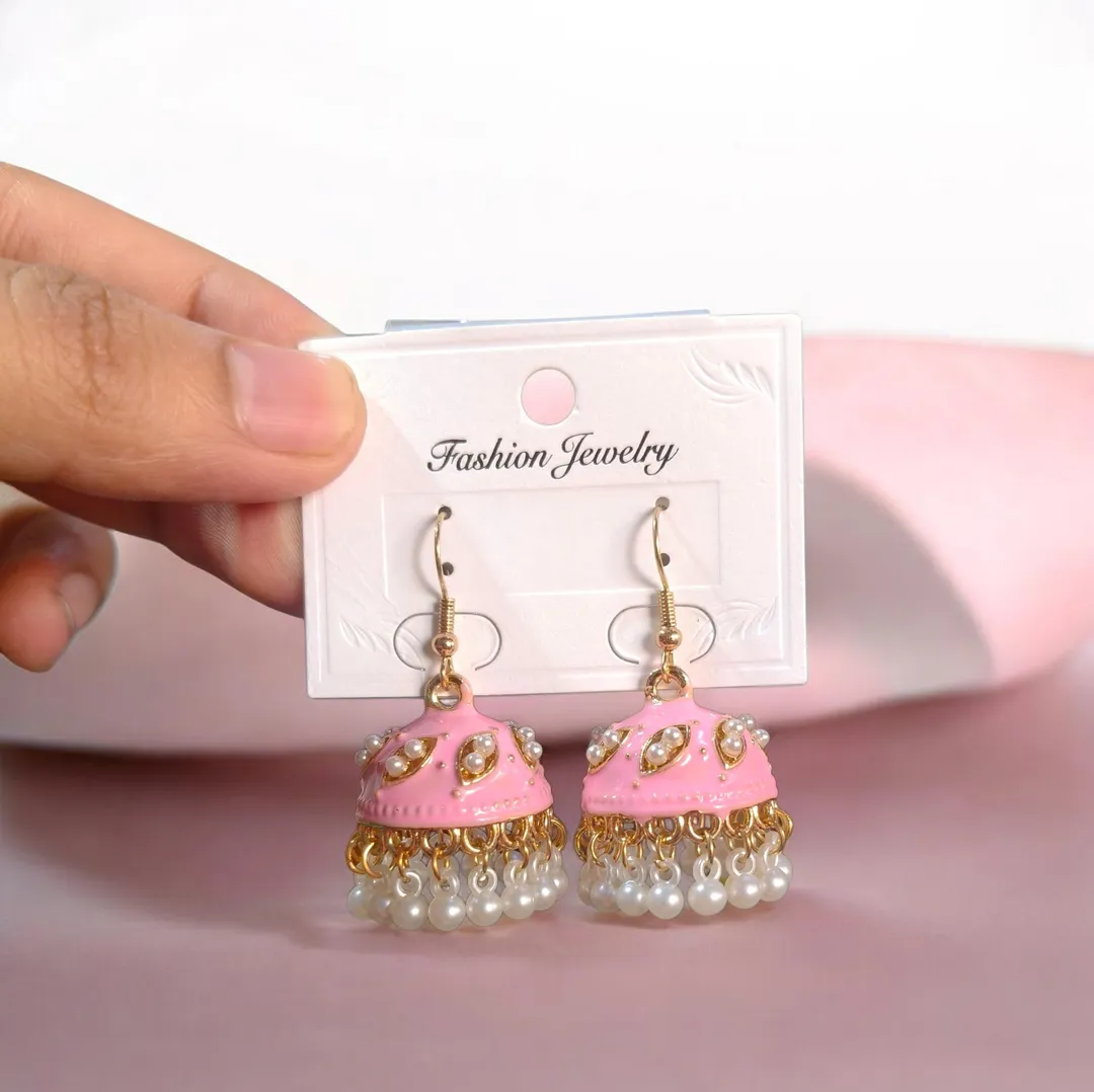 Women Funky Gold Plated Crystal Earrings Multicolor