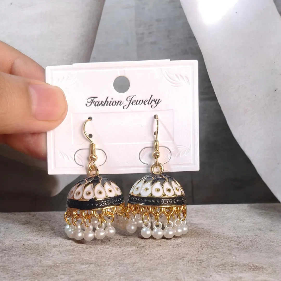 Funky Gold Plated Jhumka Earrings for Women Multicolor