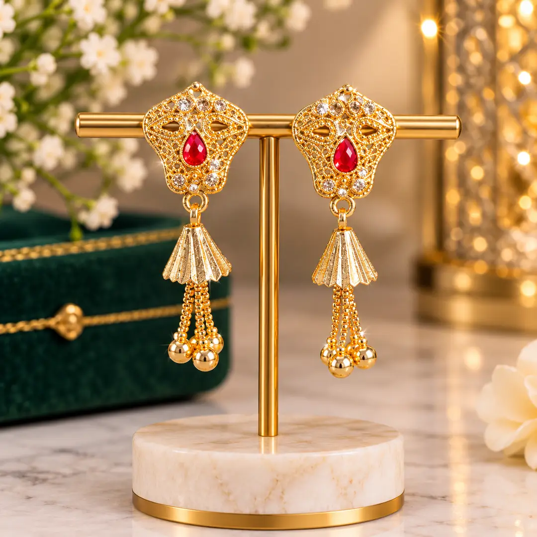 Modern Design Gold Plated Crystal Earrings