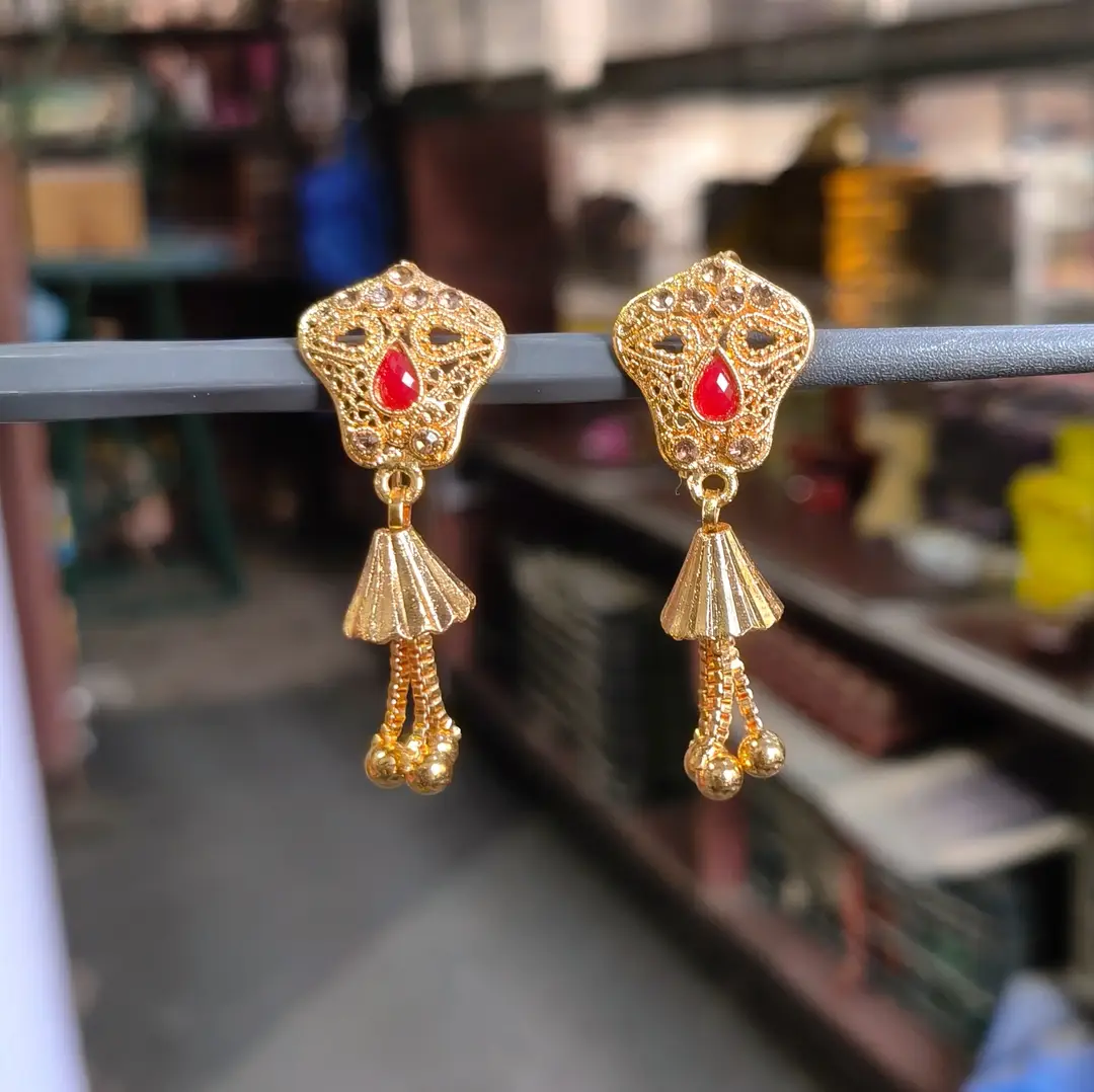 Modern Design Gold Plated Crystal Earrings