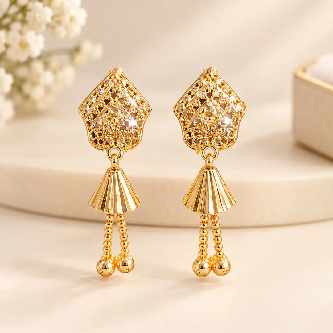 Modern Design Gold Plated Crystal Earrings