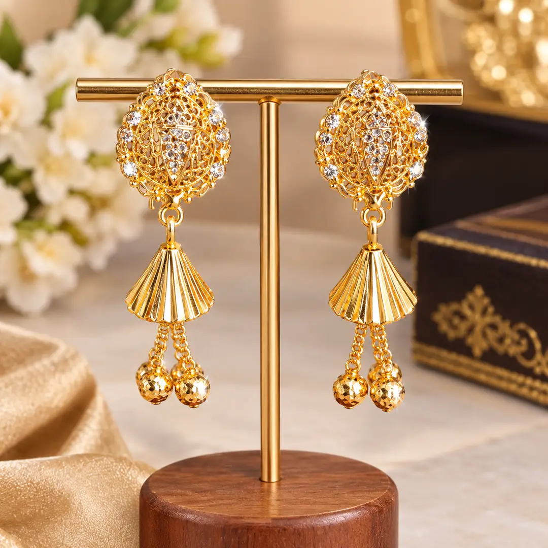 Modern Design Gold Plated Crystal Earrings