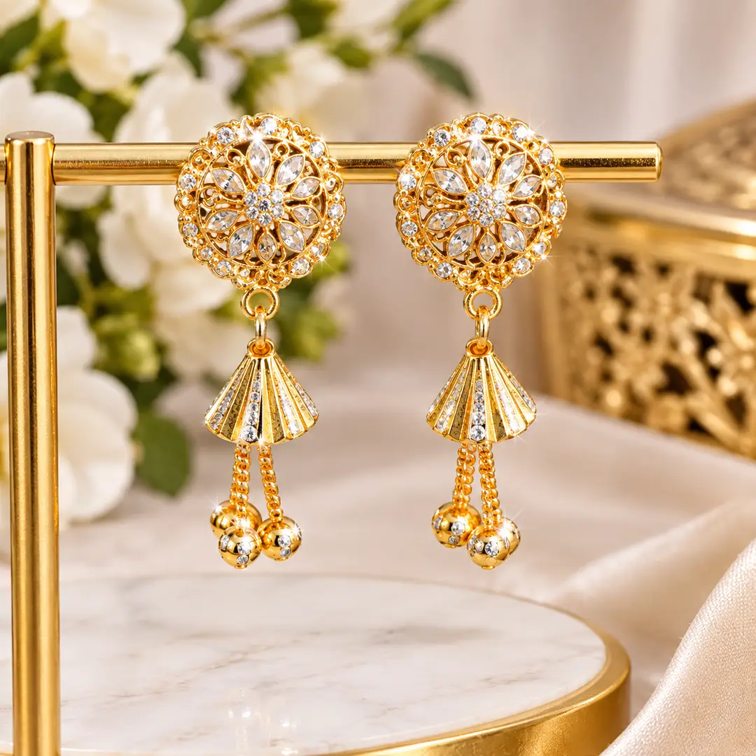 Modern Design Gold Plated Crystal Earrings