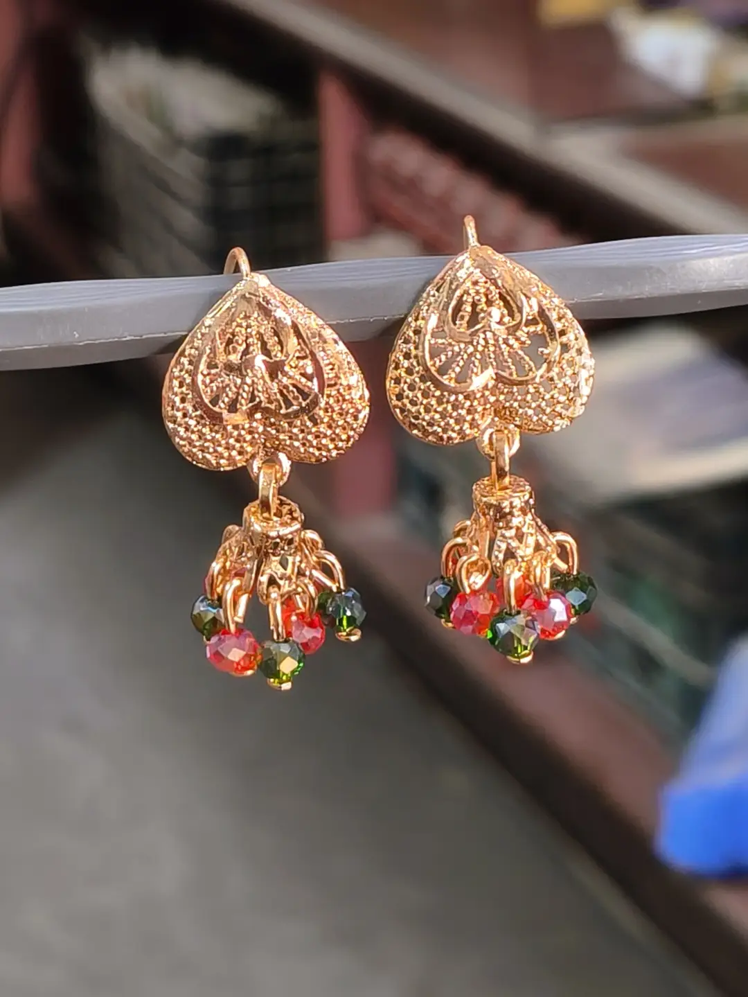 Heart Design Gold Plated Crystal Earrings