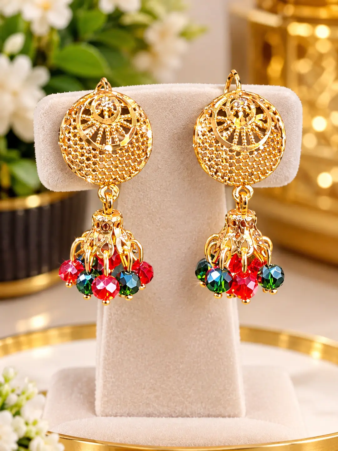 Modern Design Gold Plated Crystal Earrings