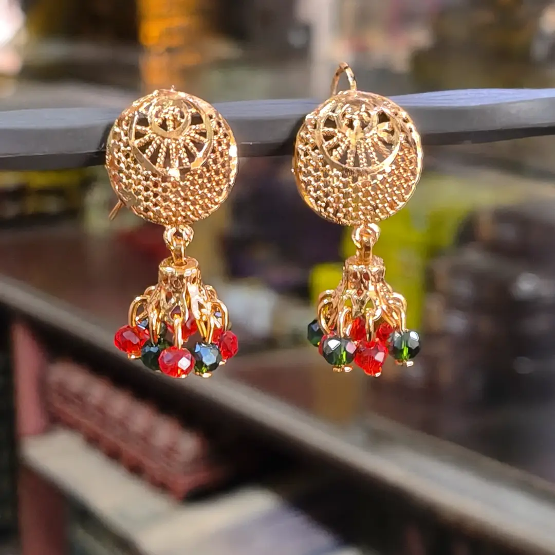 Modern Design Gold Plated Crystal Earrings
