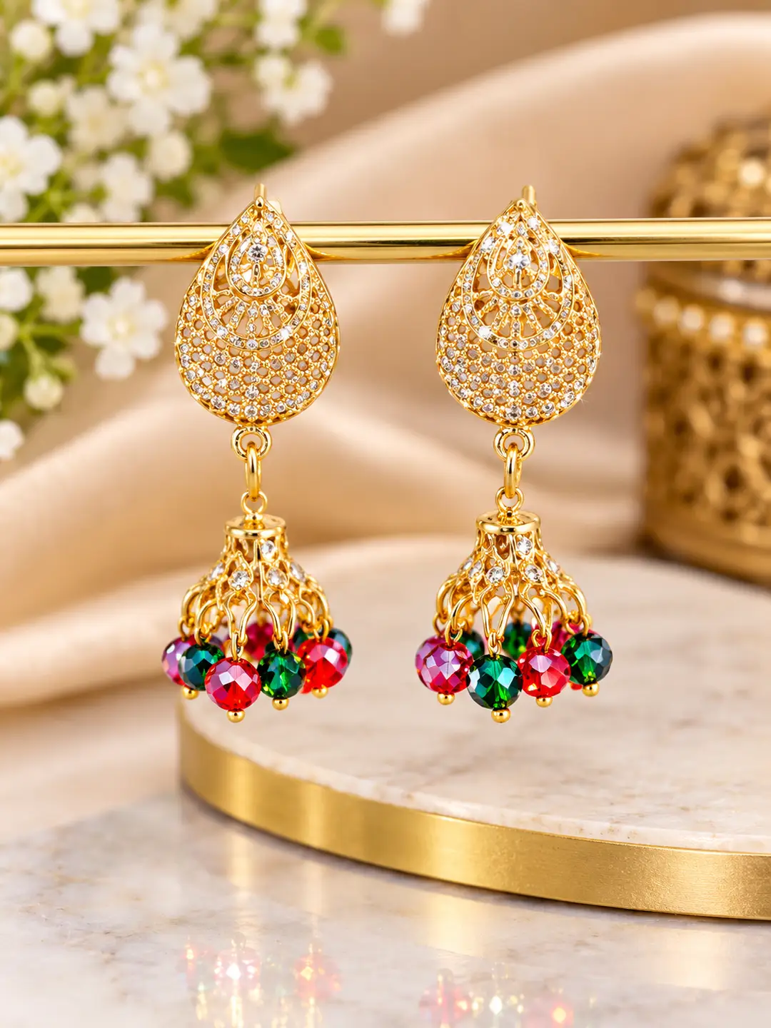 Modern Design Gold Plated Crystal Earrings