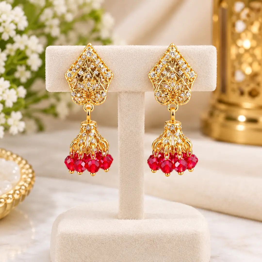 Modern Design Gold Plated Crystal Earrings