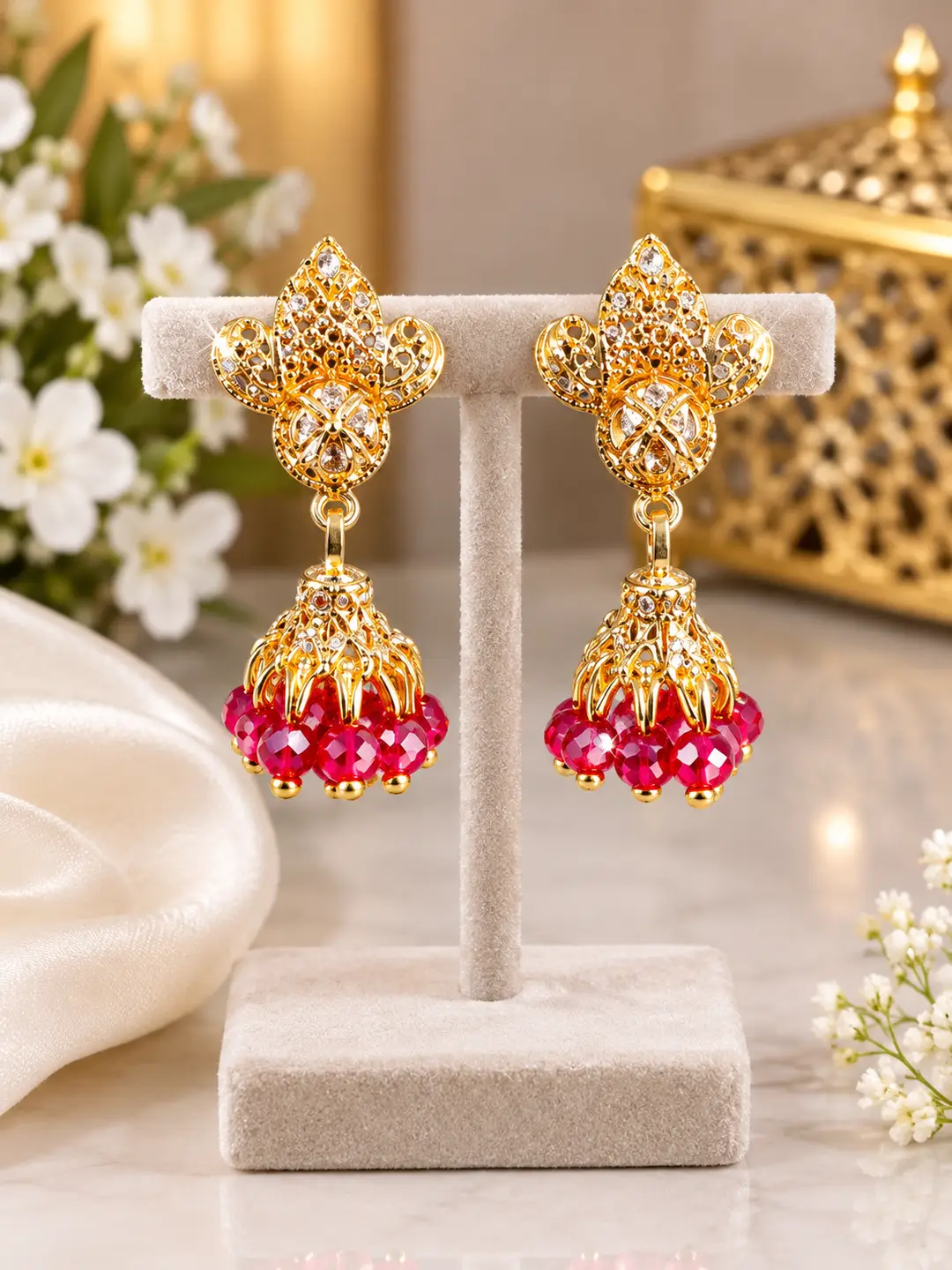 Modern Design Gold Plated Crystal Earrings