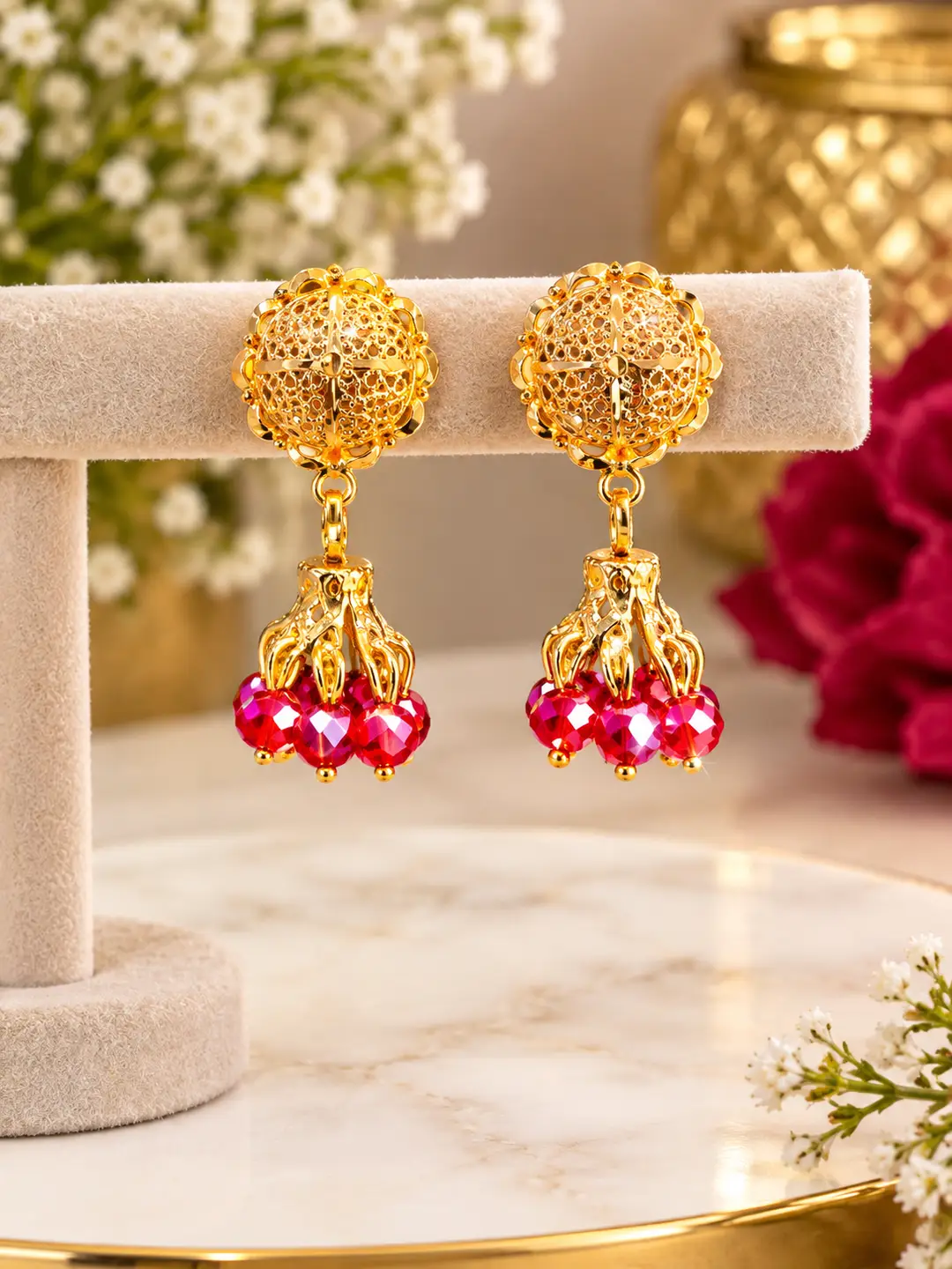 Modern Design Gold Plated Crystal Earrings