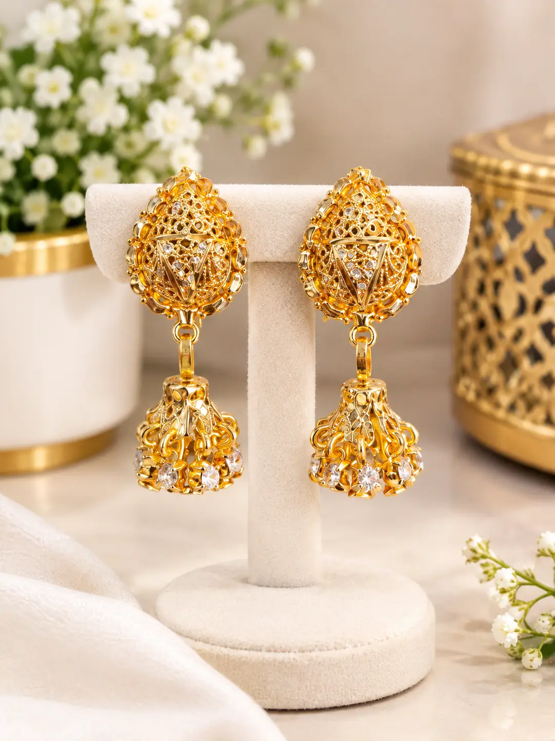 Funky Gold Plated Crystal Earrings
