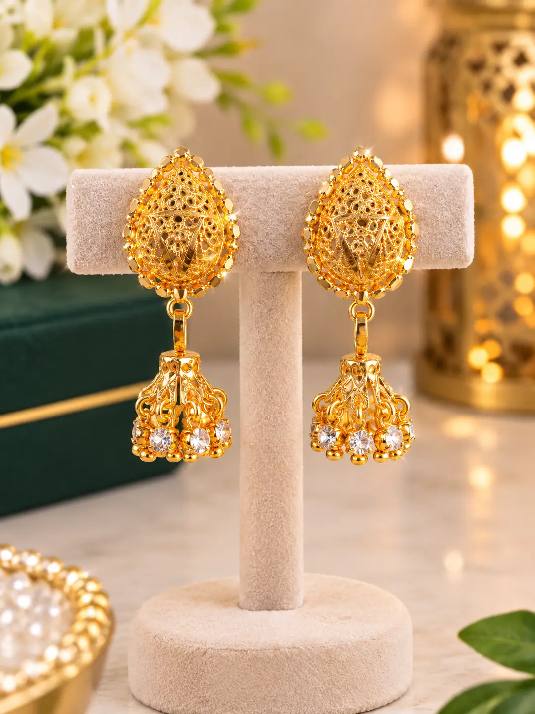 Funky Gold Plated Crystal Earrings