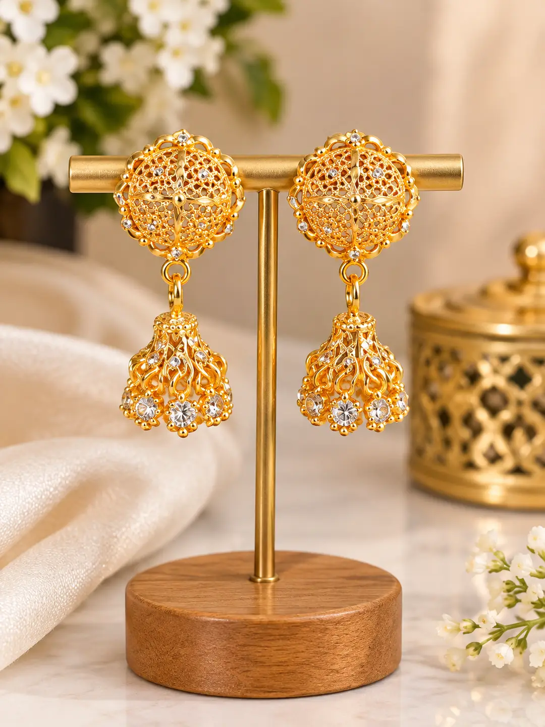 Funky Gold Plated Crystal Earrings