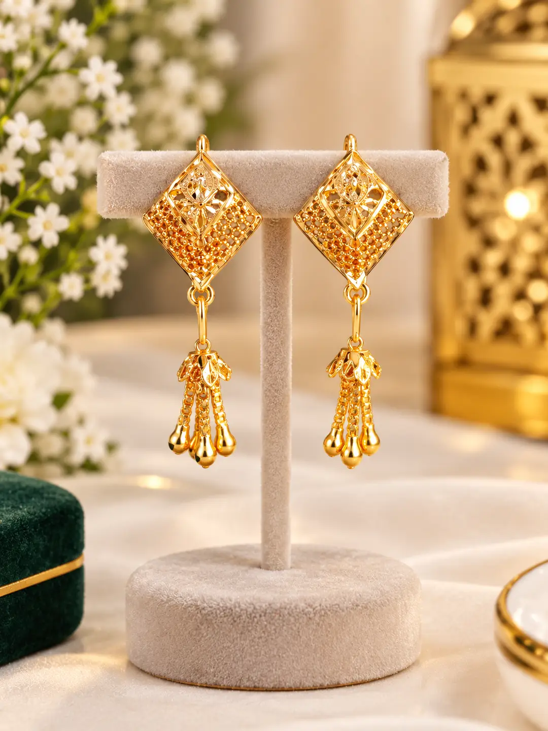 Funky Gold Plated Crystal Earrings