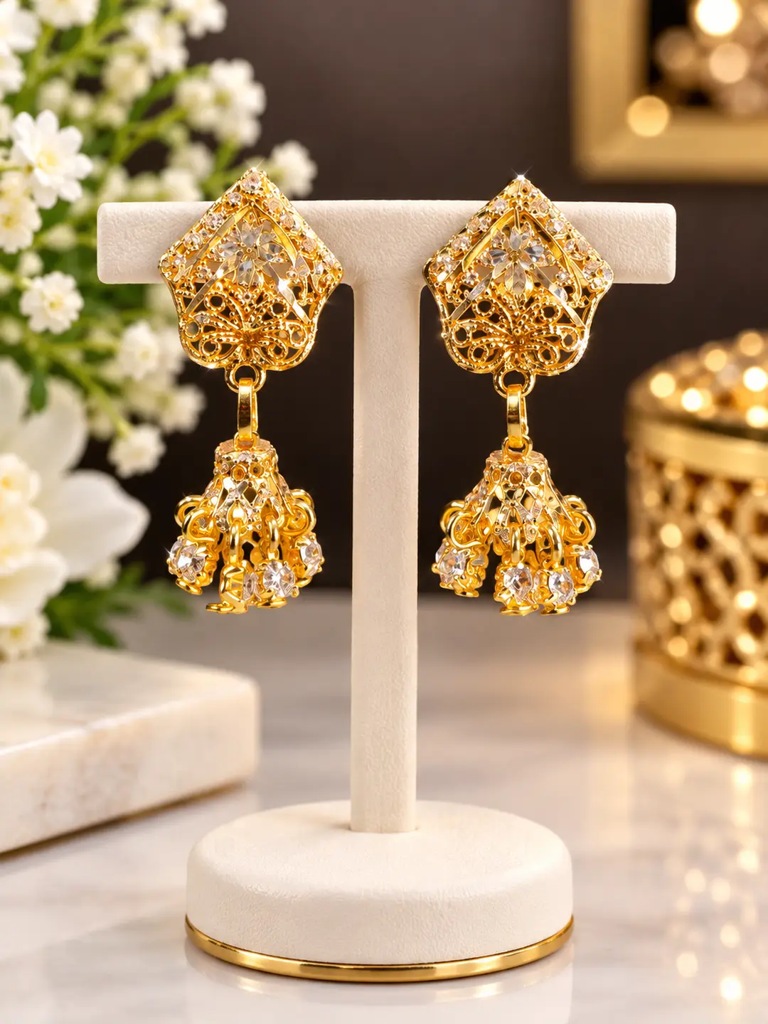 Funky Gold Plated Crystal Earrings