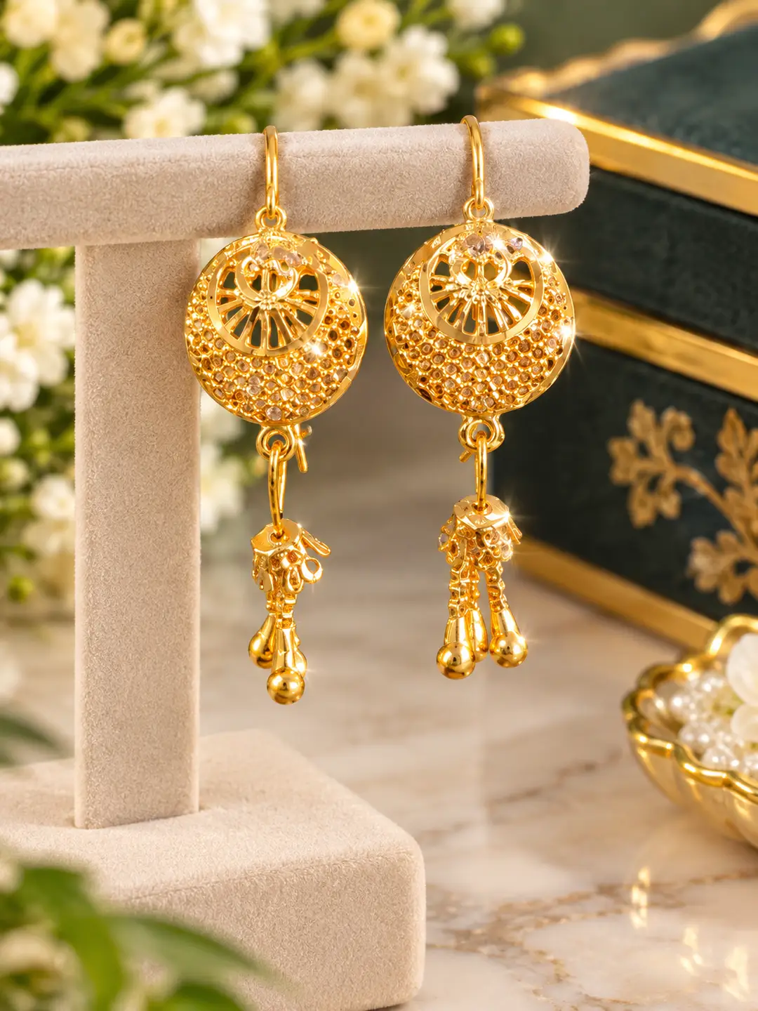 Funky Gold Plated Crystal Earrings
