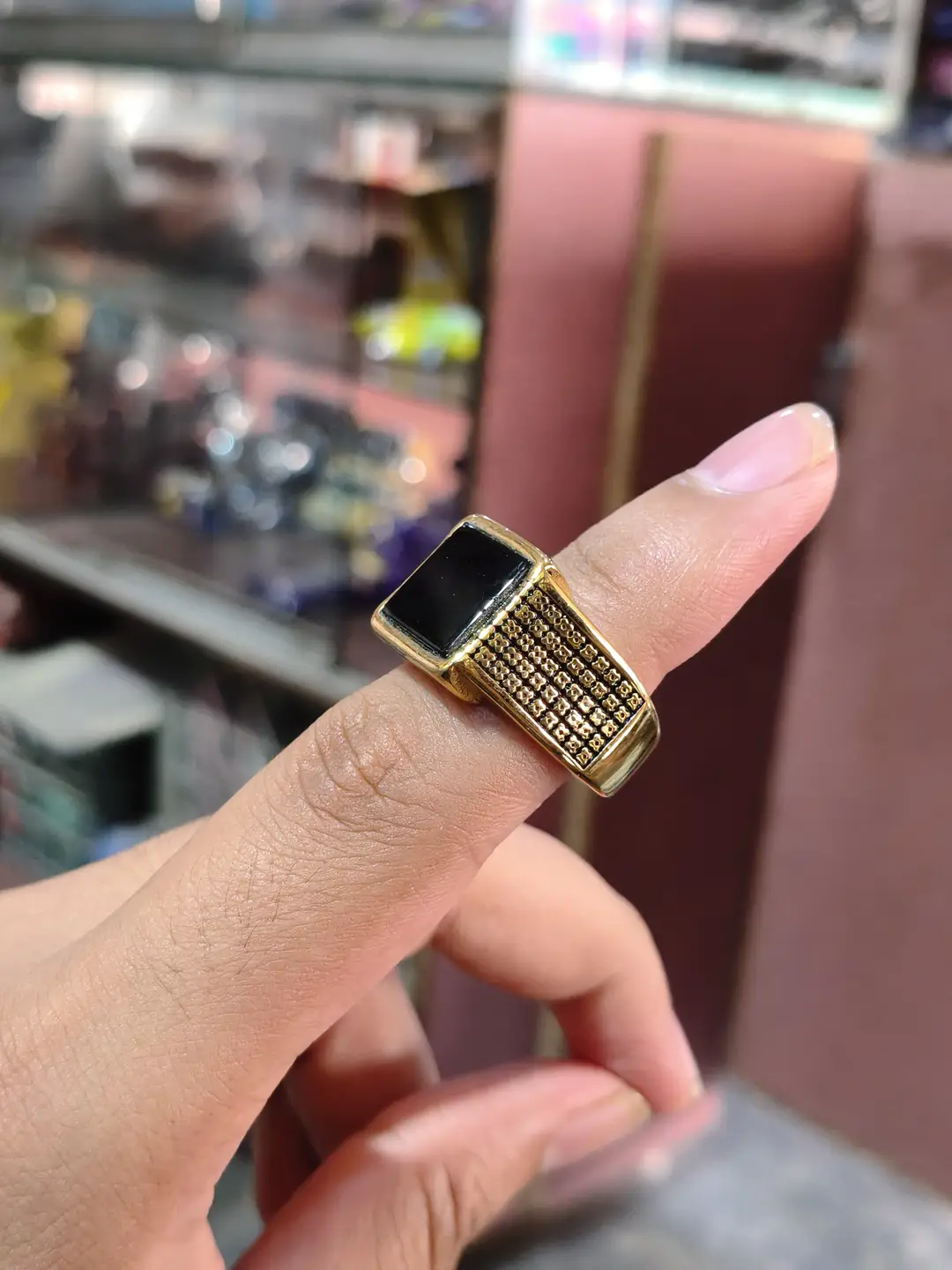 Turkish Design Gold Plated Men's Ring Stainless Steel
