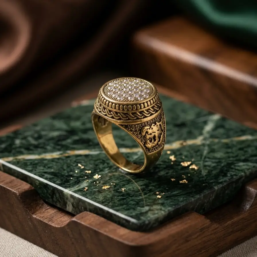 Turkish Design Gold Plated Men's Ring