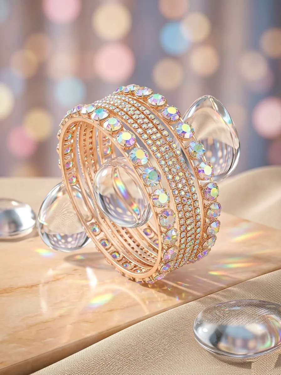 6 Pcs Modern Crystal Kara Bangle Set for Women