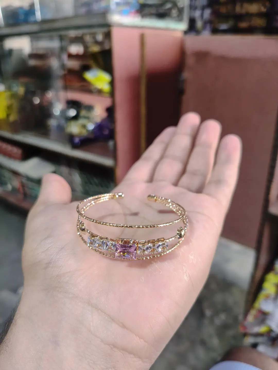 1 Pc Modern Design Gold Plated Crystal Kara Bracelet 3 to 10 year girls