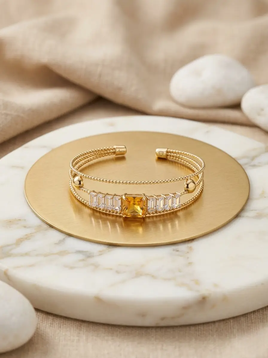 1 Pc Modern Design Gold Plated Crystal Kara Bracelet 3 to 10 year girls