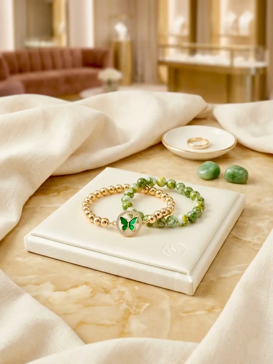 2 Pcs Funky Gold Plated Crystal Chain Bracelet