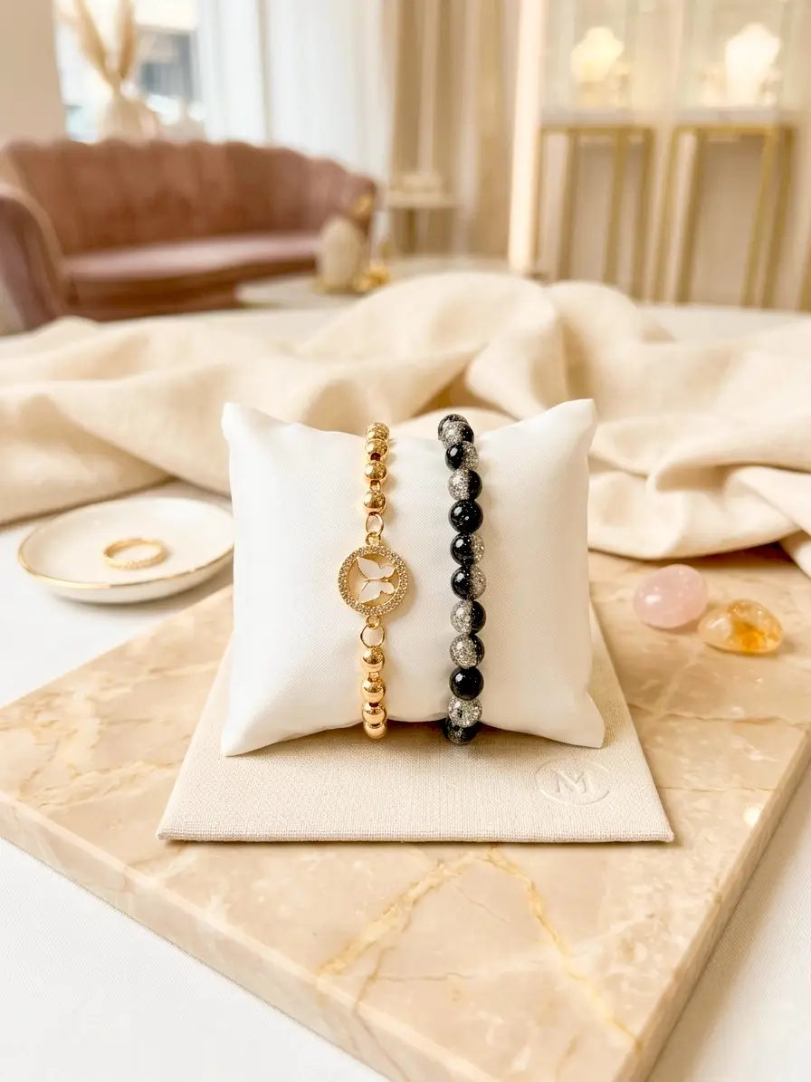 2 Pcs Funky Gold Plated Crystal Chain Bracelet
